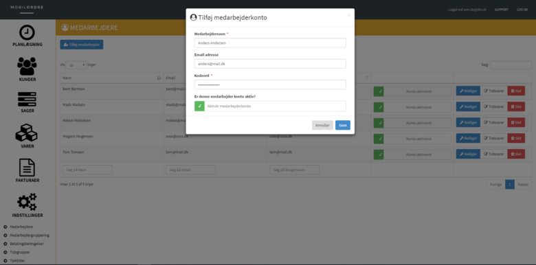 Tilføj medarbejder | MobilOrdre